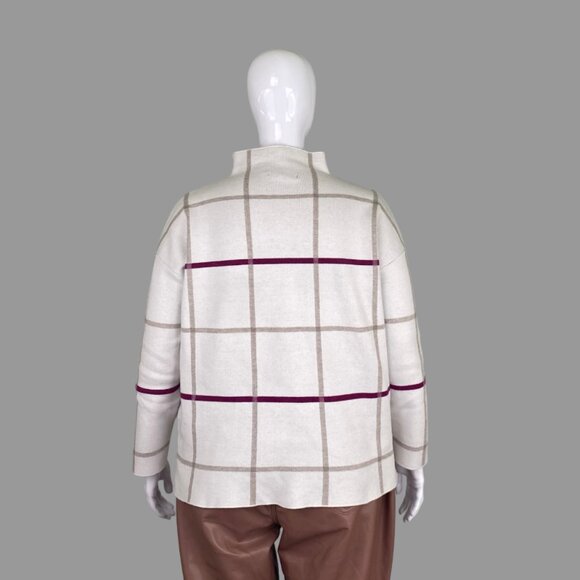 Tahari plaid mock neck sweater - Picture 3 of 6